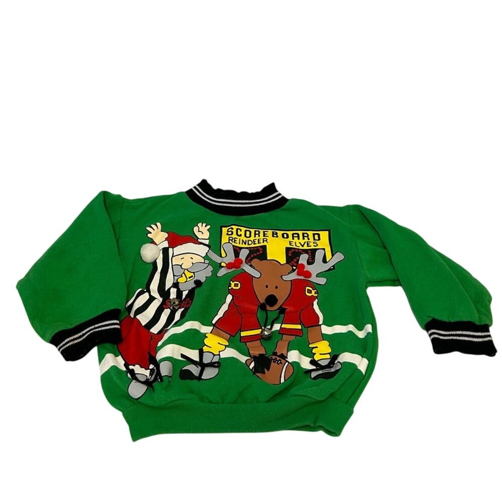 Tackle Me Vintage Christmas football sweatshirt scoreboard w/reindeer and elf 4T